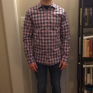 FLAG & ANTHEM Pink and navy checkered shirt